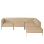 Ecksofa Luparo I Webstoff - Beige - Ottomane davorstehend rechts