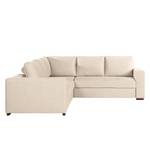 Ecksofa Woodway I Webstoff - Creme - Ottomane davorstehend links - Tablett