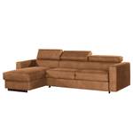 Ecksofa Wissant I Antiklederlook - Microfaser Bice: Nougat - Longchair davorstehend links