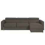 Ecksofa Wissant mit Schlaffunktion Antiklederlook - Webstoff Voer: Anthrazit - Longchair davorstehend rechts