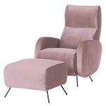 Sessel Vains Samt Ravi: Mauve - Mit Hocker