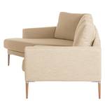 Hoekbank Sauvo Geweven stof - Geweven stof Meara: Beige - Longchair vooraanzicht links