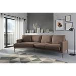 Ecksofa Sauvo Samt Ravi: Braun - Longchair davorstehend links