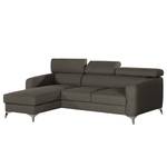 Ecksofa Nonza mit Longchair Webstoff Voer: Anthrazit - Longchair davorstehend links