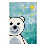 Kindervloerkleed My Bear kunstvezels - turquoise/crèmekleurig - 90 x 130 cm