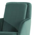 Fauteuil Himos fluweel - Velours Ravi: Petrolkleurig - Beuk