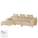 Ecksofa Manot I Webstoff - Beige - Longchair davorstehend links - Keine Funktion