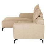 Ecksofa Manot I Webstoff - Beige - Longchair davorstehend links - Sitztiefenverstellung