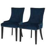 Gestoffeerde stoelen Lester II (2 stuk) fluweel/massief berkenhout - espressokleurig - Marineblauw