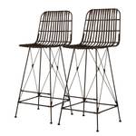 Chaises de bar Campania (lot de 2) Rotin / Métal - Noir