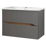 Mobile con lavabo Tiberio II Grigio quarzo opaco / Effetto rovere - Grigio opaco