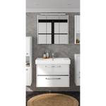 Salle de bain 3050 I (2 éléments) Éclairage inclus - Avec vasque en céramique - Blanc brillant - Largeur : 80 cm