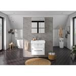 Salle de bain 3050 II (2 éléments) Éclairage tiroir inclus - Avec vasque en céramique - Blanc brillant - Largeur : 65 cm