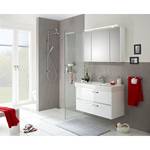 Salle de bain 3050 I (2 éléments) Éclairage inclus - Avec vasque en céramique - Blanc brillant - Largeur : 105 cm