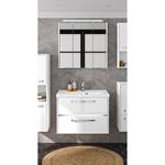 Salle de bain 3050 IV (2 éléments) Éclairage tiroir inclus - Avec vasque en fonte minérale - Blanc brillant - Largeur : 77 cm