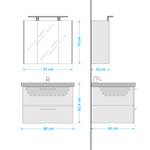 Salle de bain 3050 II (2 éléments) Éclairage tiroir inclus - Avec vasque en céramique - Gris mat - Largeur : 80 cm