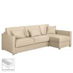 Ecksofa Posio Webstoff - Beige - Longchair davorstehend rechts