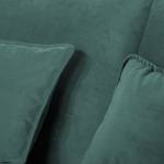 Canapé d’angle Paimio Velours - Bleu pétrole - Méridienne courte à gauche (vue de face)