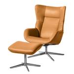 Relaxfauteuil Salla echt leer - incl. hocker - Leer Daleb: Biscuit