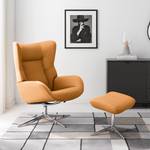 Relaxfauteuil Salla echt leer - incl. hocker - Leer Daleb: Biscuit