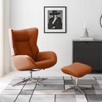 Relaxfauteuil Salla echt leer - incl. hocker - Leer Daleb: Goudbruin