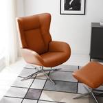 Relaxfauteuil Salla echt leer - incl. hocker - Leer Daleb: Goudbruin