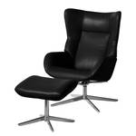 Fauteuil relax Salla Cuir - avec repose-pieds - Cuir Daleb: Noir