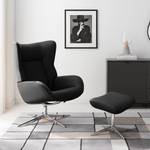 Fauteuil relax Salla Cuir - avec repose-pieds - Cuir Daleb: Noir