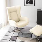 Relaxfauteuil Salla echt leer - incl. hocker - Leer Daleb: Crèmekleurig