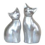 Decoratie Katten (2-delig) kunststeen - Zilver