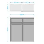 Schwebetürenschrank Bert 1000194679 - Weiß / Eiche Sägerau Dekor - Breite: 225 cm