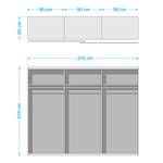 Schwebetürenschrank Bert 1000194680 - Alpinweiß / Plankeneiche Dekor - Breite: 270 cm