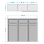 Schwebetürenschrank Bert 1000194681 - Weiß / Eiche Sägerau Dekor - Breite: 270 cm