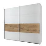 Armoire à portes coulissantes Bert Blanc alpin / Imitation chêne parqueté - Largeur : 225 cm