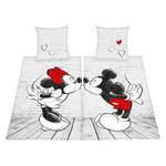 Beddengoed Mickey & Minnie (set van 2) katoen - lichtgrijs/rood - 135x200cm + kussen 80x80cm