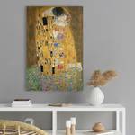 Afbeelding De Kus Klimt verwerkt hout - goudkleurig