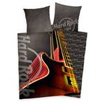 Beddengoed Hard Rock katoen - grijs/rood - 135x200cm + kussen 80x80cm