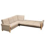 Ecksofa Outwell Strukturstoff - Hellbeige - Ottomane davorstehend links