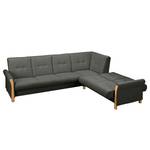 Ecksofa Outwell Strukturstoff - Dunkelgrau - Ottomane davorstehend rechts