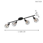 LED-plafondlamp Zapata staal - Zwart - Aantal lichtbronnen: 4