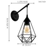 Wandlamp Tarbes staal - 1 lichtbron - Zwart