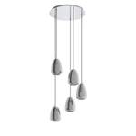 Hanglamp Alobrase II glas / staal - 5 lichtbronnen