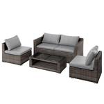 Set lounge Lenax (4 pezzi) Marrone - Grigio - Metallo - Materiale sintetico - Tessile