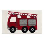 Tapis enfant Camion de pompier Fibres synthétiques - Rouge / Crème