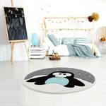 Tapis enfant rond Pingouin Elliot Microfibre - Gris / Noir