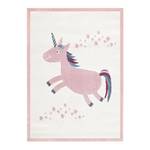 Tapis enfant Licorne Fibres synthétiques - Rose / Crème - 120 x 180 cm