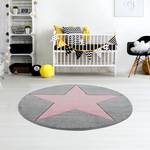 Kindervloerkleed Shootingstar rond kunstvezels - Oud pink/Grijs - Diameter: 133 cm