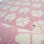 Kinderteppich Kleeblatt Kunstfaser - Rosa / Weiß