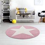 Kindervloerkleed Shootingstar rond kunstvezels - Crèmekleurig/Oud pink - Diameter: 133 cm