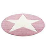 Kindervloerkleed Shootingstar rond kunstvezels - Crèmekleurig/Oud pink - Diameter: 133 cm